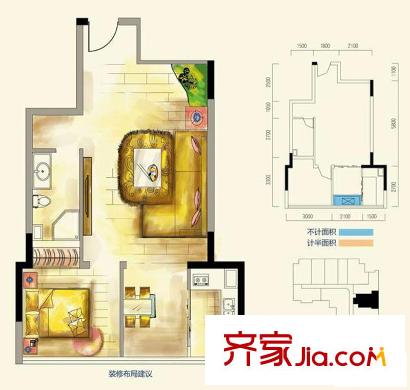 長(zhǎng)帆江岸公館戶型圖一期A1棟標(biāo)準(zhǔn)層9號(hào)房、A2棟10號(hào)房 1室1廳1衛(wèi)1廚
