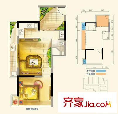 長(zhǎng)帆江岸公館戶型圖一期A1棟標(biāo)準(zhǔn)層13號(hào)房 1室1廳1衛(wèi)1廚