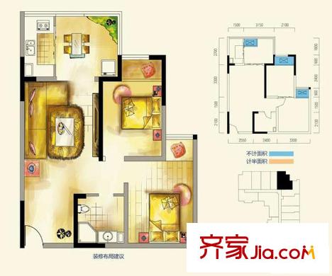 長帆江岸公館戶型圖一期A1棟標(biāo)準(zhǔn)層7號(hào)房、A2棟8號(hào)房 2室1廳1衛(wèi)1廚
