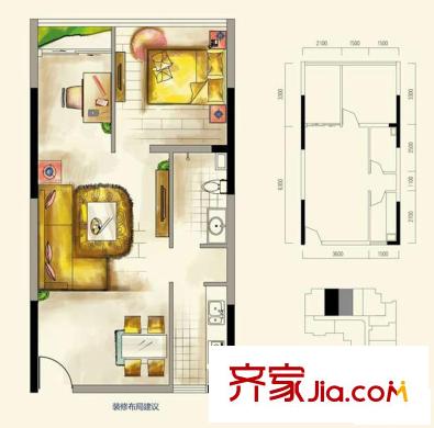 長(zhǎng)帆江岸公館戶型圖一期A1棟標(biāo)準(zhǔn)層4、5號(hào)房 1室1廳1衛(wèi)1廚