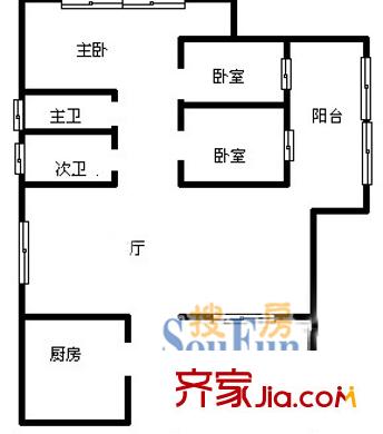 加州花園 3室 戶型圖