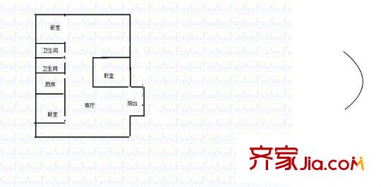 加州花園 3室 戶型圖