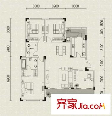 加州花園 4室 戶型圖