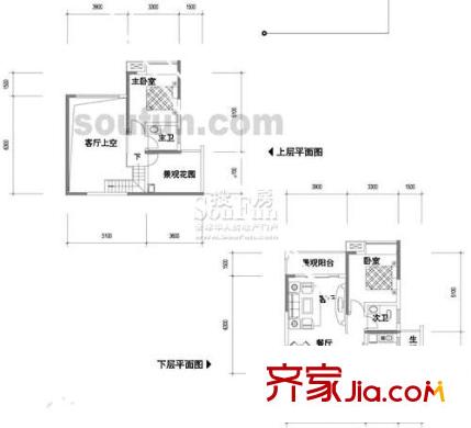 奧林匹克花園戶型圖B8 2室2廳2衛(wèi)1廚