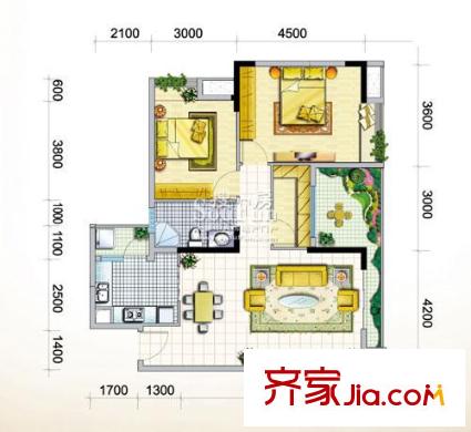 奧林匹克花園戶型圖戶型圖 2室2廳1衛(wèi)1廚
