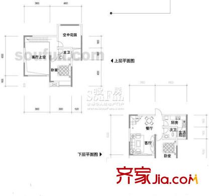 奧林匹克花園戶型圖B9 2室2廳2衛(wèi)1廚