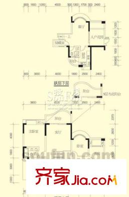 華宇西城麗景A區(qū)戶型圖3單元1號房(躍層) 4室3廳3衛(wèi)1廚