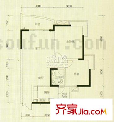 華宇西城麗景A區(qū)戶型圖6號房 2室2廳1衛(wèi)1廚