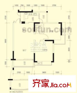 華宇西城麗景A區(qū)戶型圖B5號(hào)樓3房 2室2廳2衛(wèi)1廚
