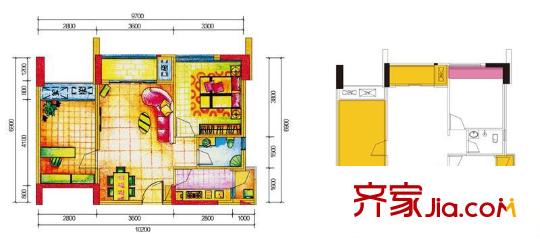 大城小愛戶型圖A戶型A5 2室2廳1衛(wèi)1廚