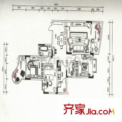 伴山名都戶型圖D2戶型 4室2廳2衛(wèi)1廚