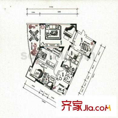 伴山名都戶型圖C4（C3）戶型 4室2廳2衛(wèi)1廚