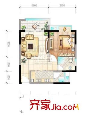 升偉新時(shí)空二期戶型圖4、5號(hào)樓 1室1廳1衛(wèi)1廚