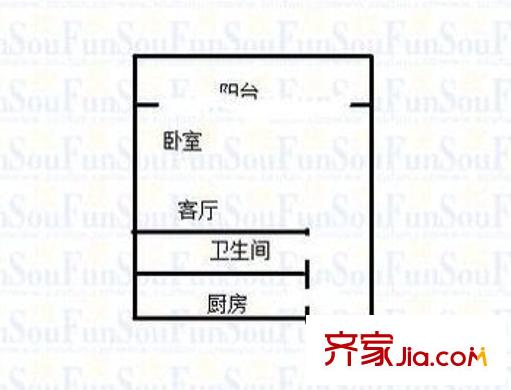 升偉新天地 1室 戶型圖