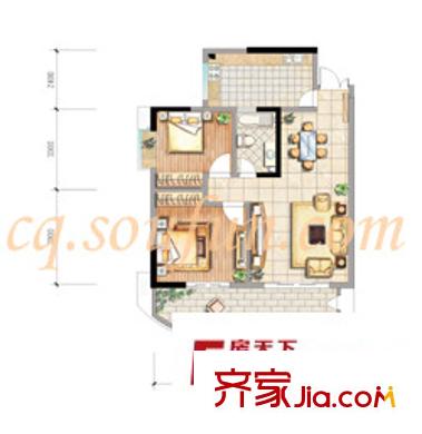 升偉新天地戶型圖戶型圖 2室2廳1衛(wèi)1廚