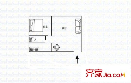 升偉新天地 1室 戶型圖
