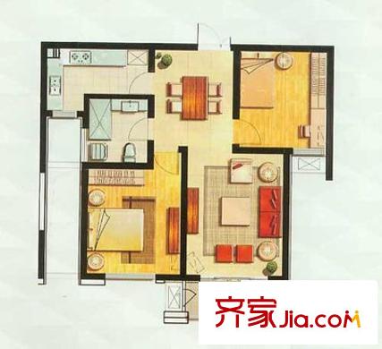 建工新康橋 2室 戶型圖