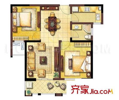 建工新康橋 2室 戶型圖