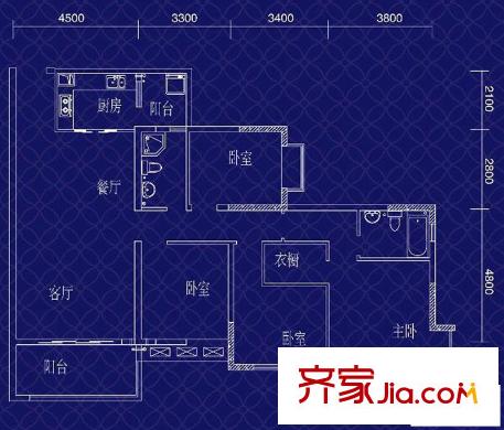 寶嘉江楓美岸戶型圖一期5幢標(biāo)準(zhǔn)層7號房/6幢標(biāo)準(zhǔn)層1號房 4室2廳2衛(wèi)1廚