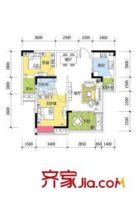 協(xié)信云棲谷戶型圖3期再云端16號(hào)樓標(biāo)準(zhǔn)層8戶型 2室1廳1衛(wèi)1廚