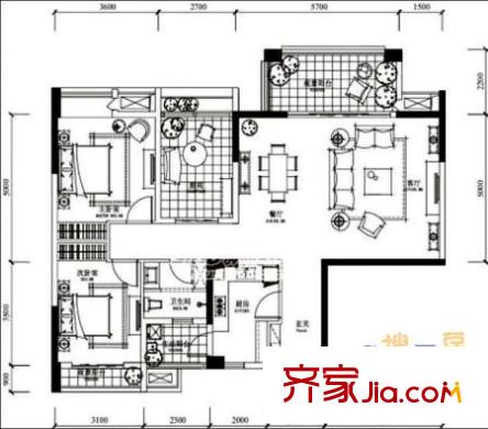 龍湖好望山 4室 戶型圖