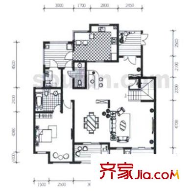 龍湖好望山戶型圖戶型圖 1室2廳1衛(wèi)1廚