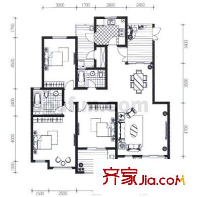龍湖好望山戶型圖戶型圖 3室1廳2衛(wèi)1廚