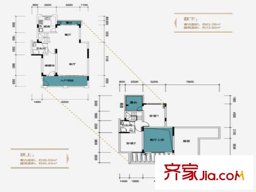 重慶總部城戶(hù)型圖一期F3棟標(biāo)準(zhǔn)層D-6戶(hù)型  3室2廳2衛(wèi)1廚