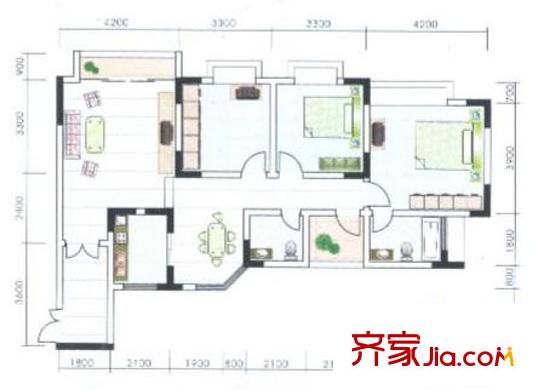楓橋水郡戶型圖戶型圖 3室2廳2衛(wèi)1廚
