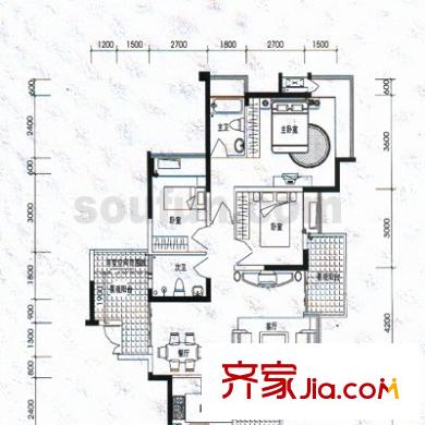 勁力五星城戶型圖戶型圖 3室2廳2衛(wèi)1廚