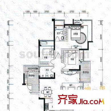 勁力五星城 3室 戶(hù)型圖