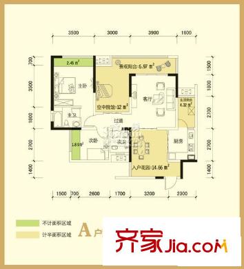 匯祥好萊塢戶型圖二期戶型A 2室1廳1衛(wèi)1廚