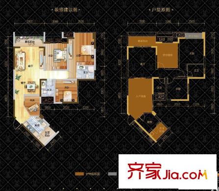 匯祥好萊塢戶型圖二期7號樓標(biāo)準(zhǔn)層8號房 2室1廳2衛(wèi)1廚