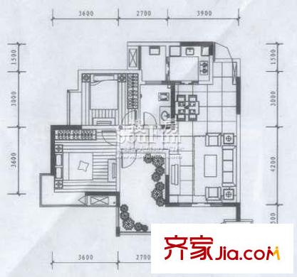 俊峰龍鳳云洲戶型圖2棟百變空間 2室2廳1衛(wèi)1廚