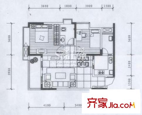俊峰龍鳳云洲戶型圖2棟新銳地帶 2室2廳1衛(wèi)1廚