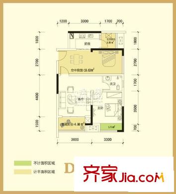匯祥好萊塢戶型圖二期戶型D 1室1廳1衛(wèi)1廚