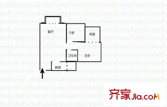 奧園康城A區(qū) 2室 戶型圖