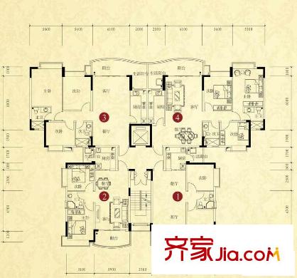 恒大綠洲戶型圖1期5號樓標準層平面圖 