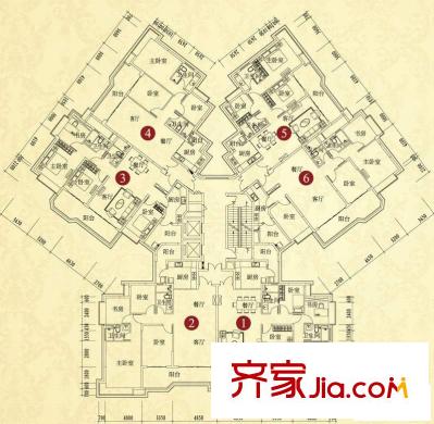 恒大綠洲戶型圖1期19棟標準層平面圖 