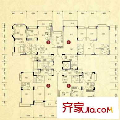 恒大綠洲戶型圖1期1.3號樓標準層平面圖 