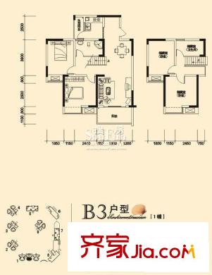 光宇陽(yáng)光地中海戶(hù)型圖2期B3戶(hù)型(已售完) 2室2廳1衛(wèi)1廚
