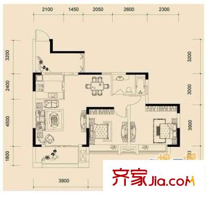 大眾尚嶺花園 2室 戶型圖