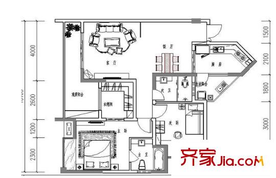 大眾尚嶺花園 3室 戶型圖