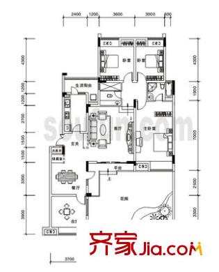 大眾尚嶺花園 2室 戶型圖