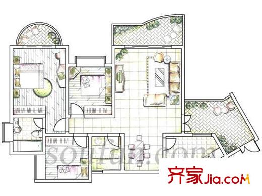 百年世家戶型圖戶型圖 3室2廳2衛(wèi)1廚