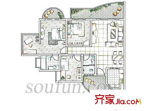 百年世家戶型圖戶型圖 4室2廳2衛(wèi)1廚