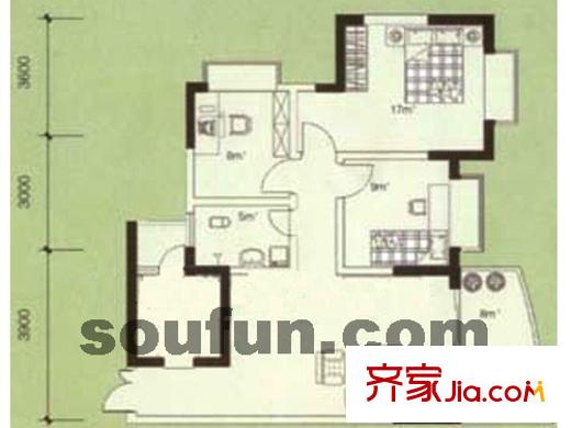 百年世家戶型圖戶型圖 3室2廳1衛(wèi)1廚