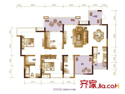 復(fù)地新城就戶型圖7期75、76號(hào)樓標(biāo)準(zhǔn)層C4戶型 2室2廳2衛(wèi)1廚