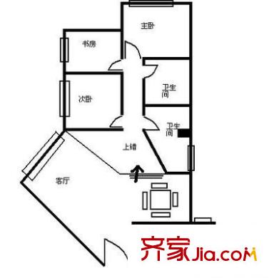 華宇廣場商住樓 3室 戶型圖