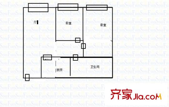 華宇廣場 2室 戶型圖